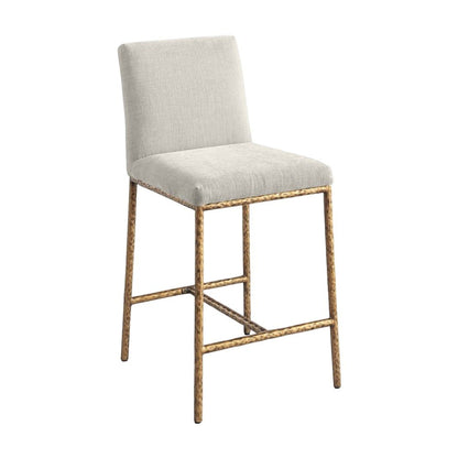 Chenille Fabric Counter Height Bar Stools, Tight Back, Set of 2, Cream