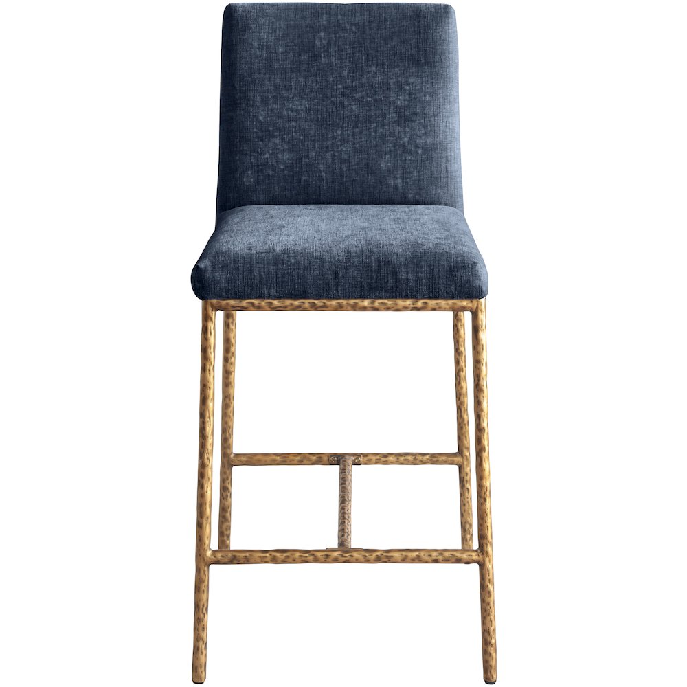 Reeves Navy Chenille Fabric Upholstered Counter Stool, Set of 2