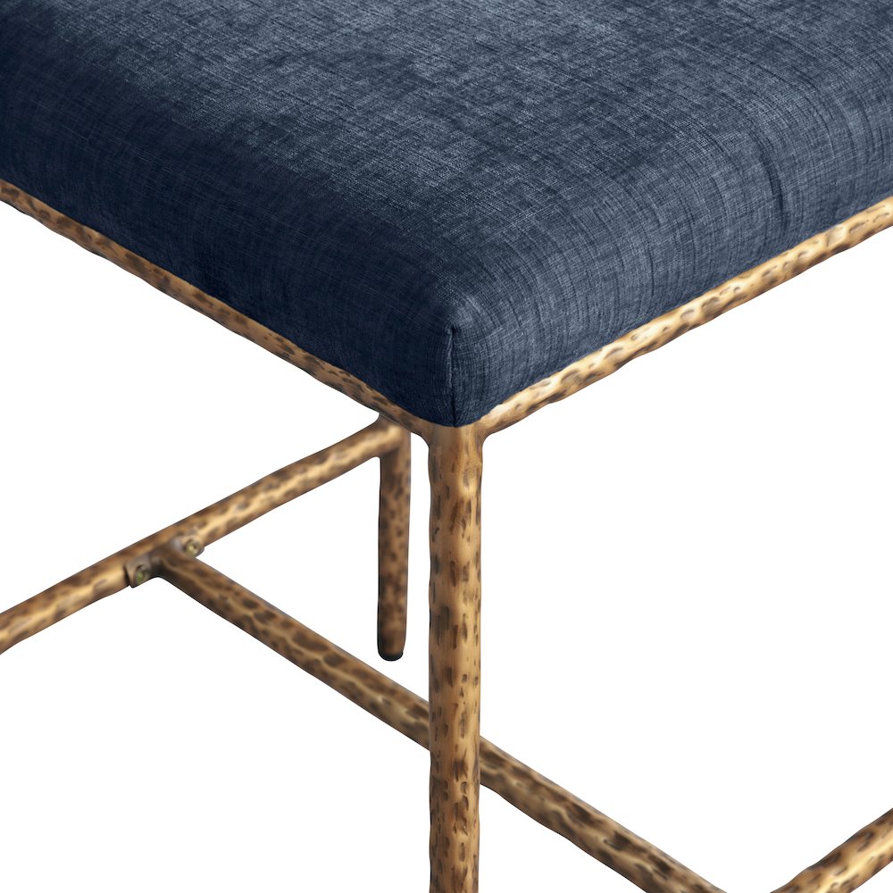 Reeves Navy Chenille Fabric Upholstered Counter Stool, Set of 2