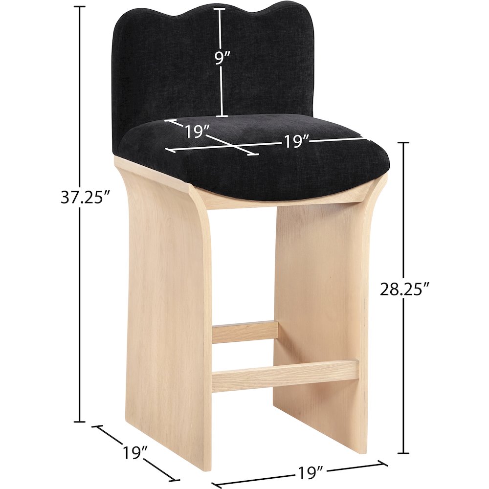 Shaw Black Chenille Fabric Upholstered Counter Stool