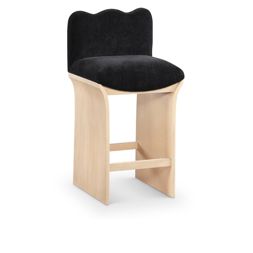 Shaw Black Chenille Fabric Upholstered Counter Stool