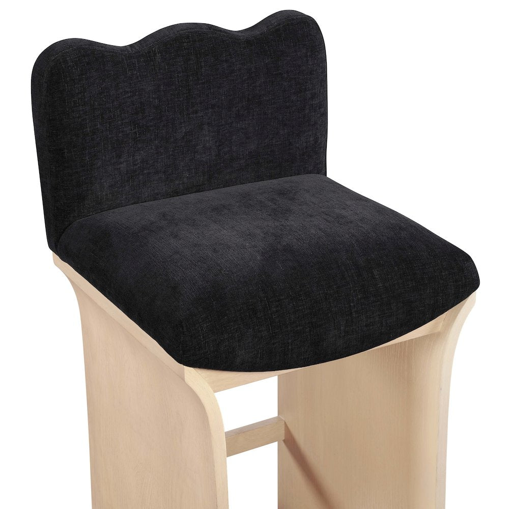 Shaw Black Chenille Fabric Upholstered Counter Stool