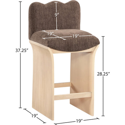 Shaw Brown Chenille Fabric Upholstered Counter Stool