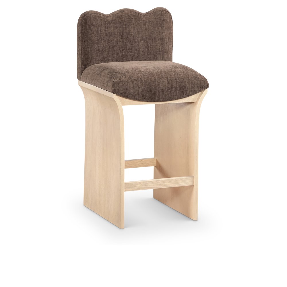 Shaw Brown Chenille Fabric Upholstered Counter Stool