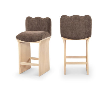 Shaw Brown Chenille Fabric Upholstered Counter Stool