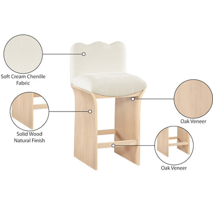Shaw Cream Chenille Fabric Upholstered Counter Stool