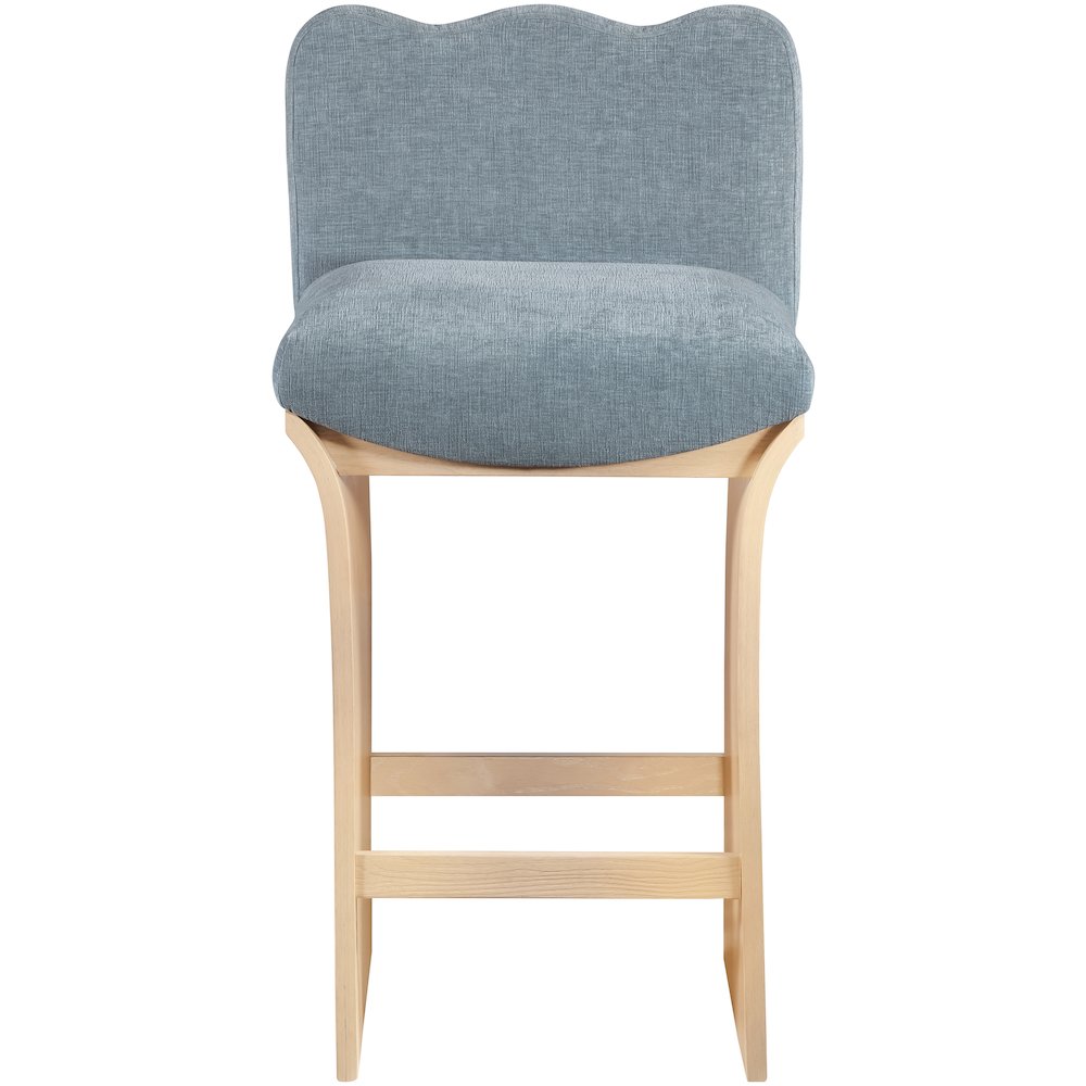 Shaw Light Blue Chenille Fabric Upholstered Counter Stool