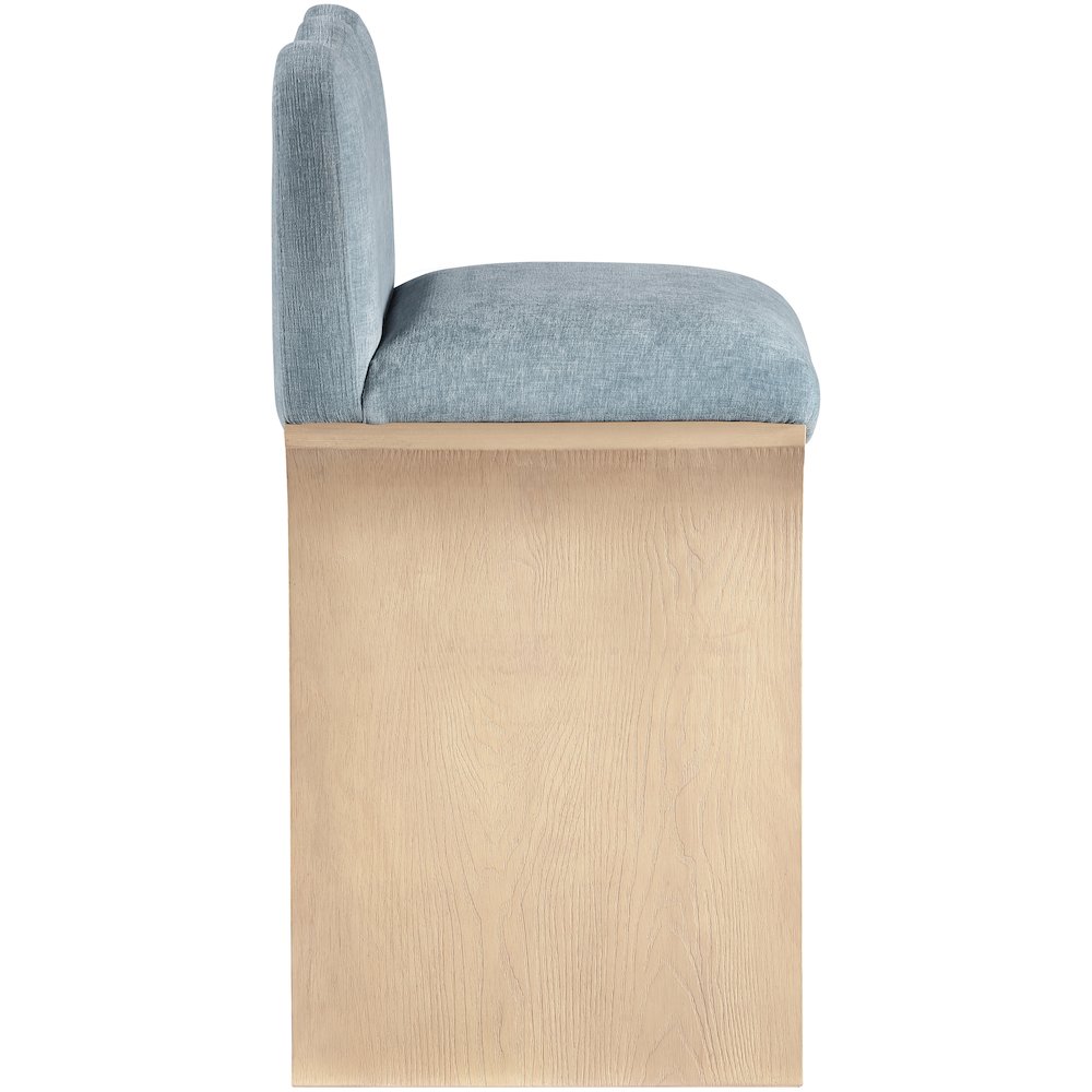 Shaw Light Blue Chenille Fabric Upholstered Counter Stool