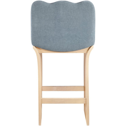 Shaw Light Blue Chenille Fabric Upholstered Counter Stool