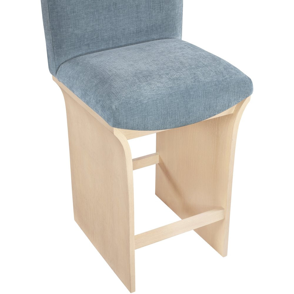 Shaw Light Blue Chenille Fabric Upholstered Counter Stool