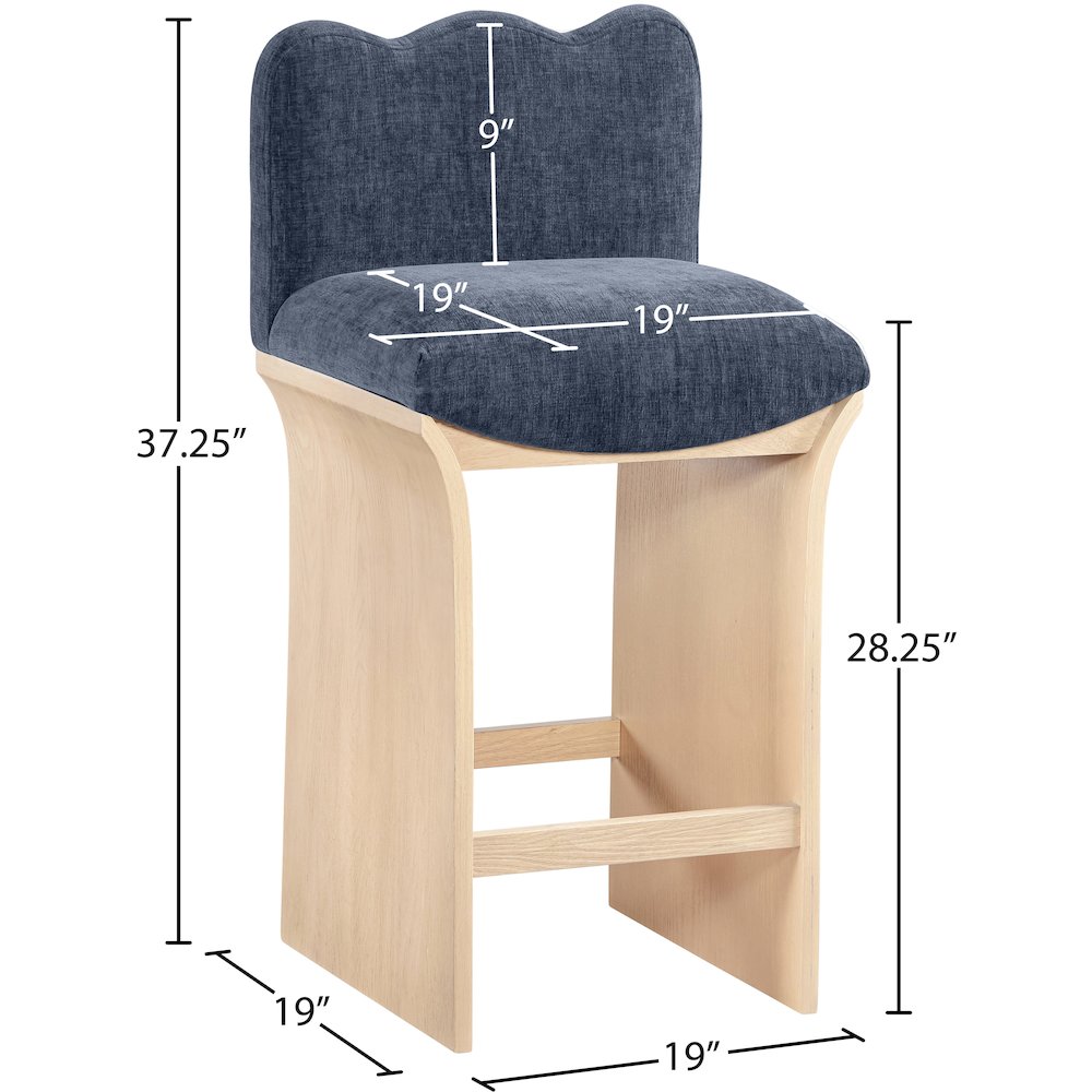 Shaw Navy Chenille Fabric Upholstered Counter Stool