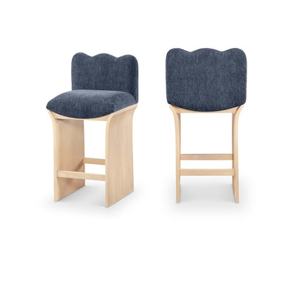 Shaw Navy Chenille Fabric Upholstered Counter Stool