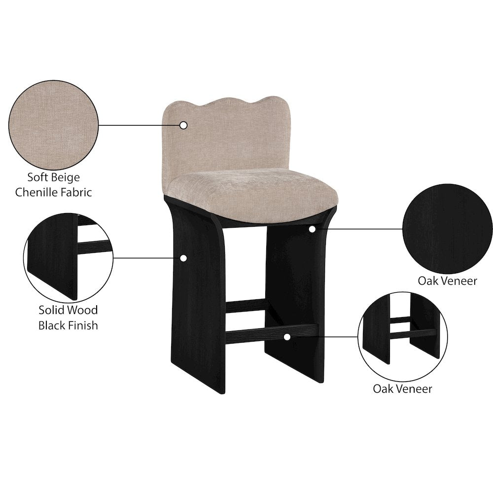 Shaw Beige Chenille Fabric Upholstered Counter Stool