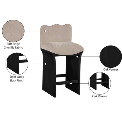 Shaw Beige Chenille Fabric Upholstered Counter Stool