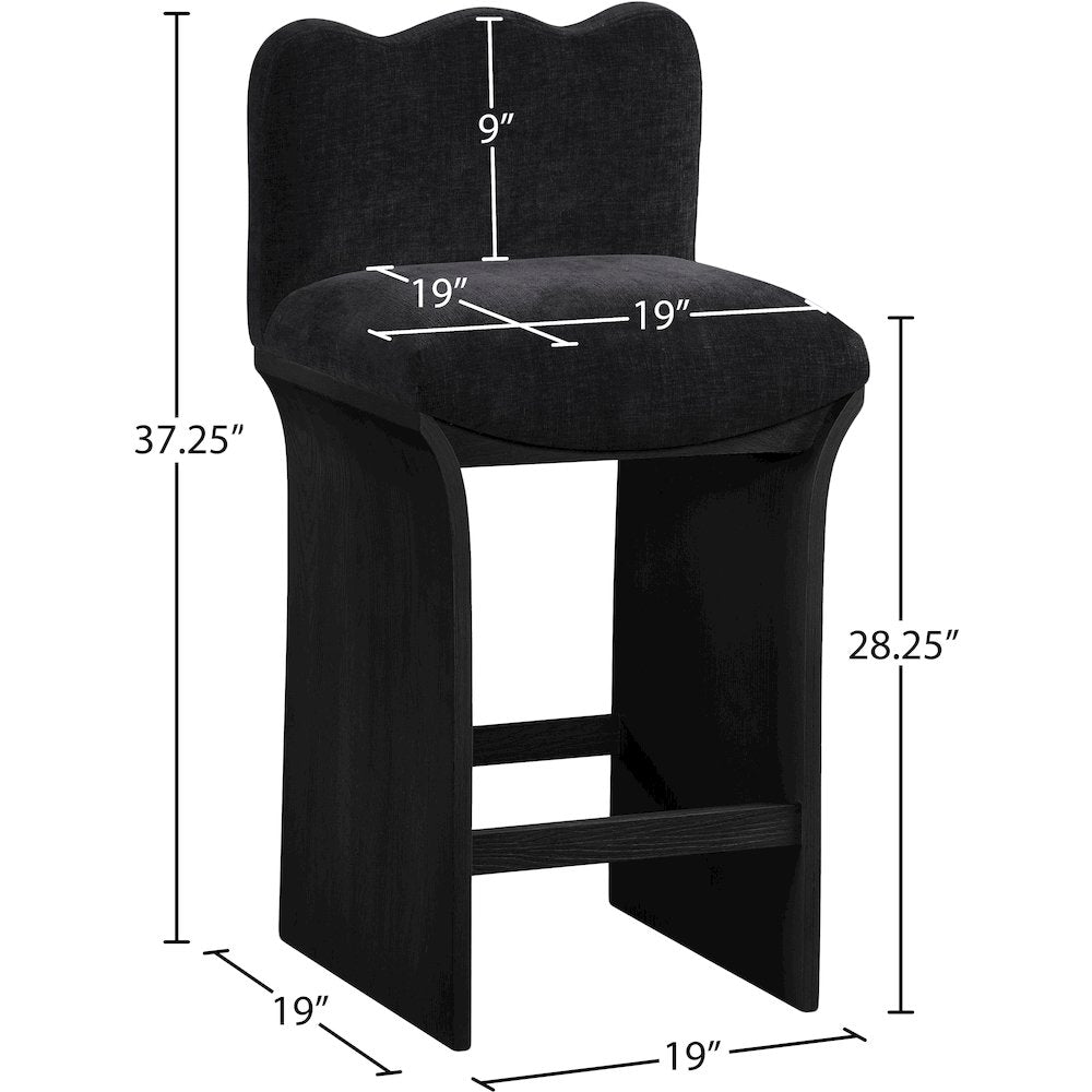 Shaw Black Chenille Fabric Upholstered Counter Stool