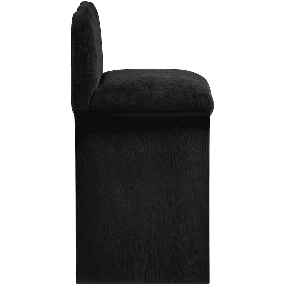 Shaw Black Chenille Fabric Upholstered Counter Stool