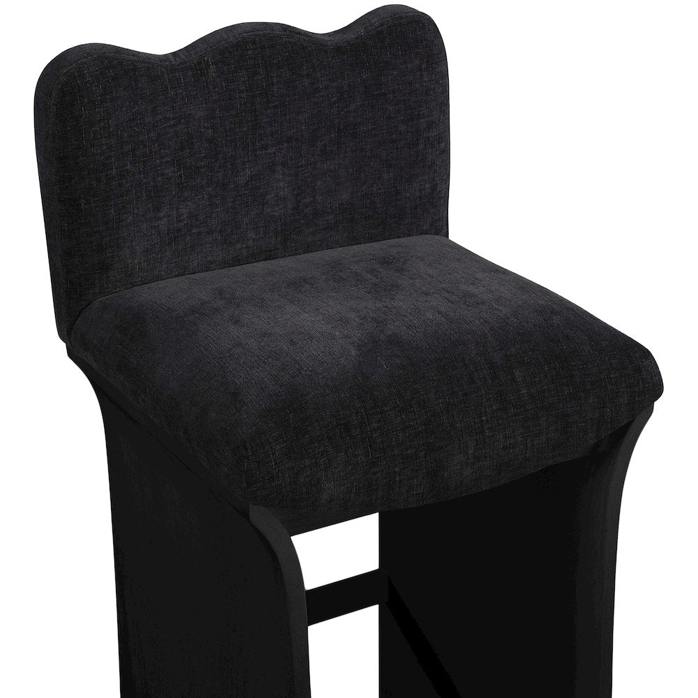 Shaw Black Chenille Fabric Upholstered Counter Stool