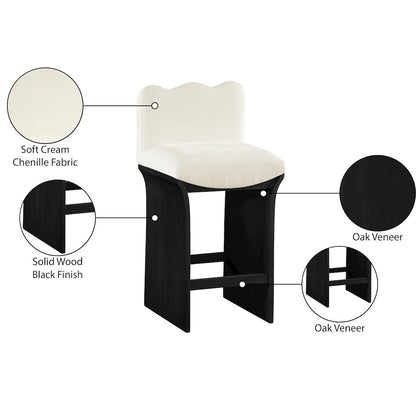 Shaw Cream Chenille Fabric Upholstered Counter Stool