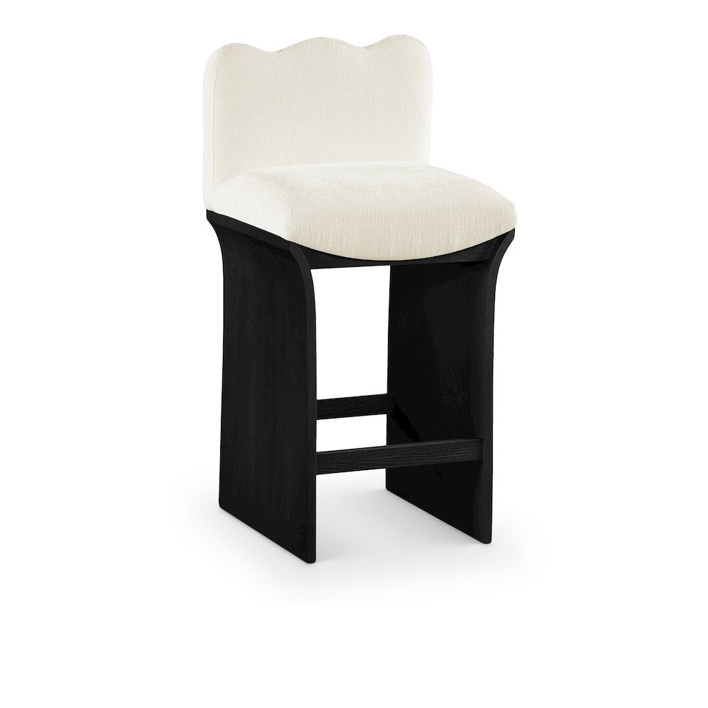 Shaw Cream Chenille Fabric Upholstered Counter Stool