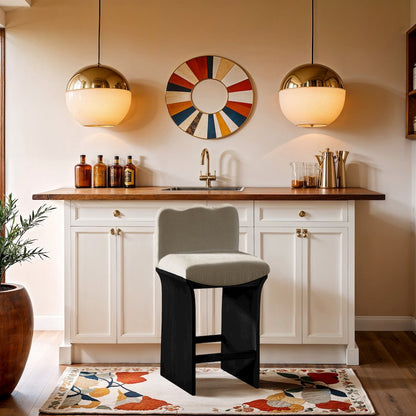 Shaw Cream Chenille Fabric Upholstered Counter Stool