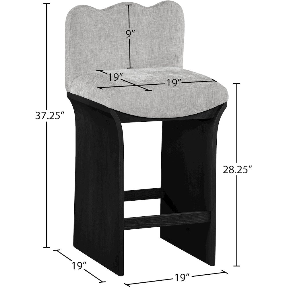 Shaw Grey Chenille Fabric Upholstered Counter Stool