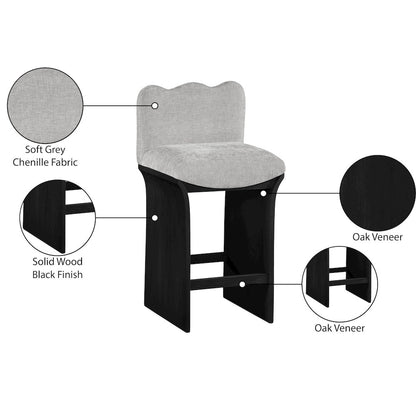 Shaw Grey Chenille Fabric Upholstered Counter Stool