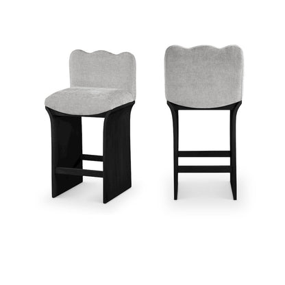 Shaw Grey Chenille Fabric Upholstered Counter Stool