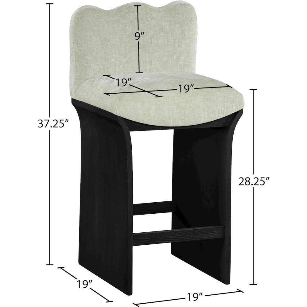 Shaw Mint Chenille Fabric Upholstered Counter Stool