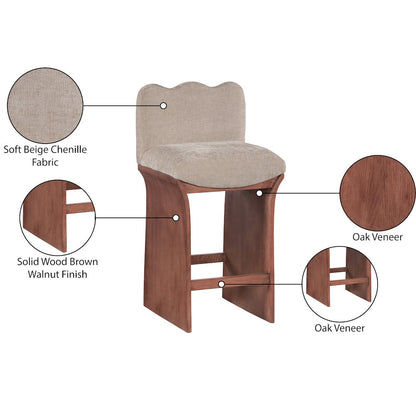 Shaw Beige Chenille Fabric Upholstered Counter Stool