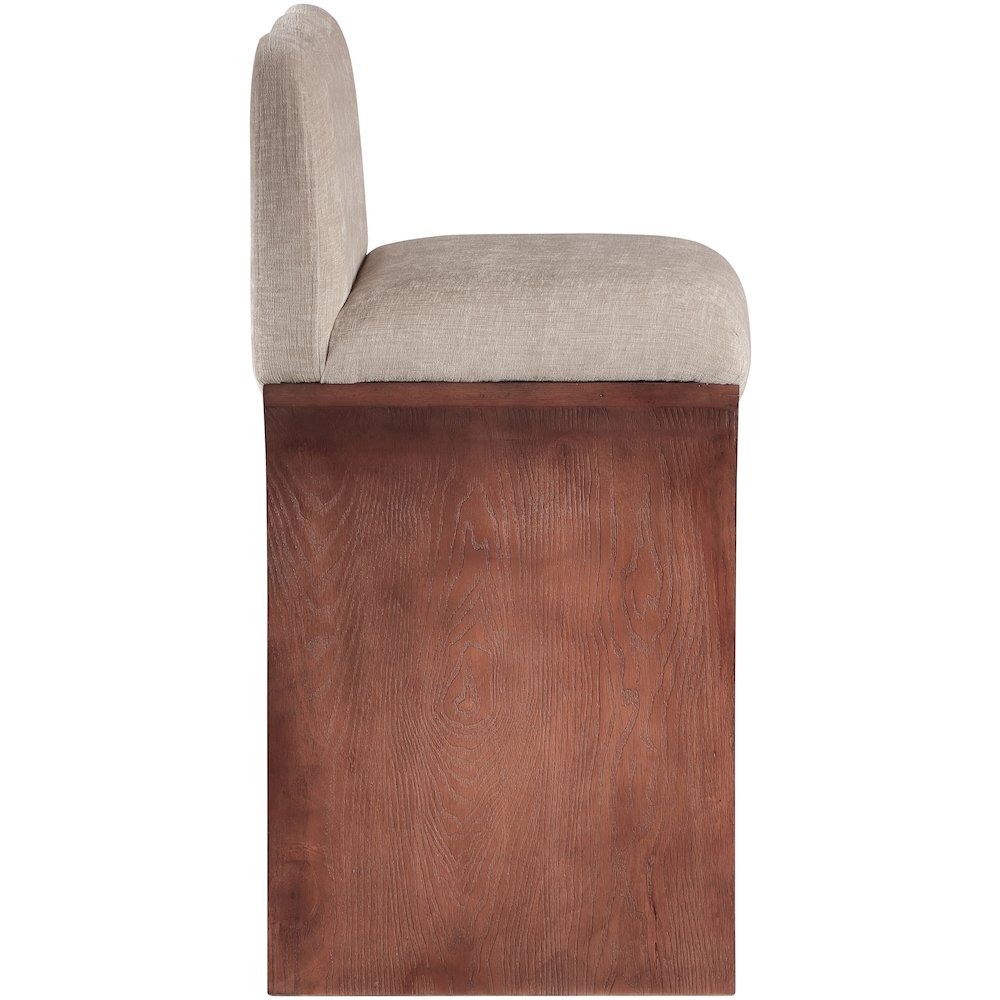 Shaw Beige Chenille Fabric Upholstered Counter Stool