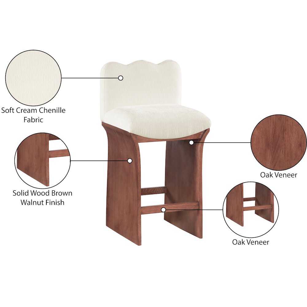 Shaw Cream Chenille Fabric Upholstered Counter Stool