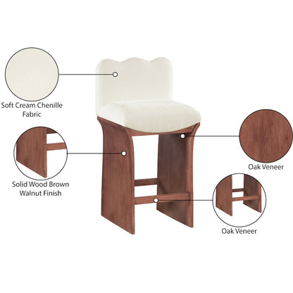 Shaw Cream Chenille Fabric Upholstered Counter Stool