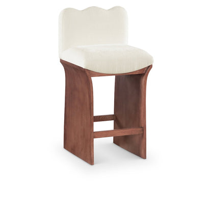 Shaw Cream Chenille Fabric Upholstered Counter Stool
