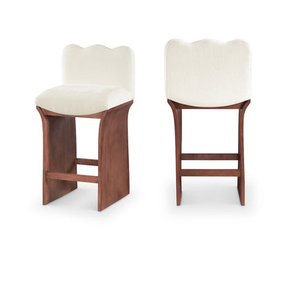Shaw Cream Chenille Fabric Upholstered Counter Stool