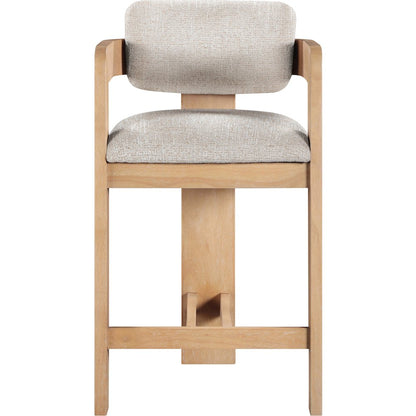 Sacha Beige Linen Textured Fabric Upholstered Counter Stool