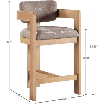 Sacha Brown Linen Textured Fabric Stool