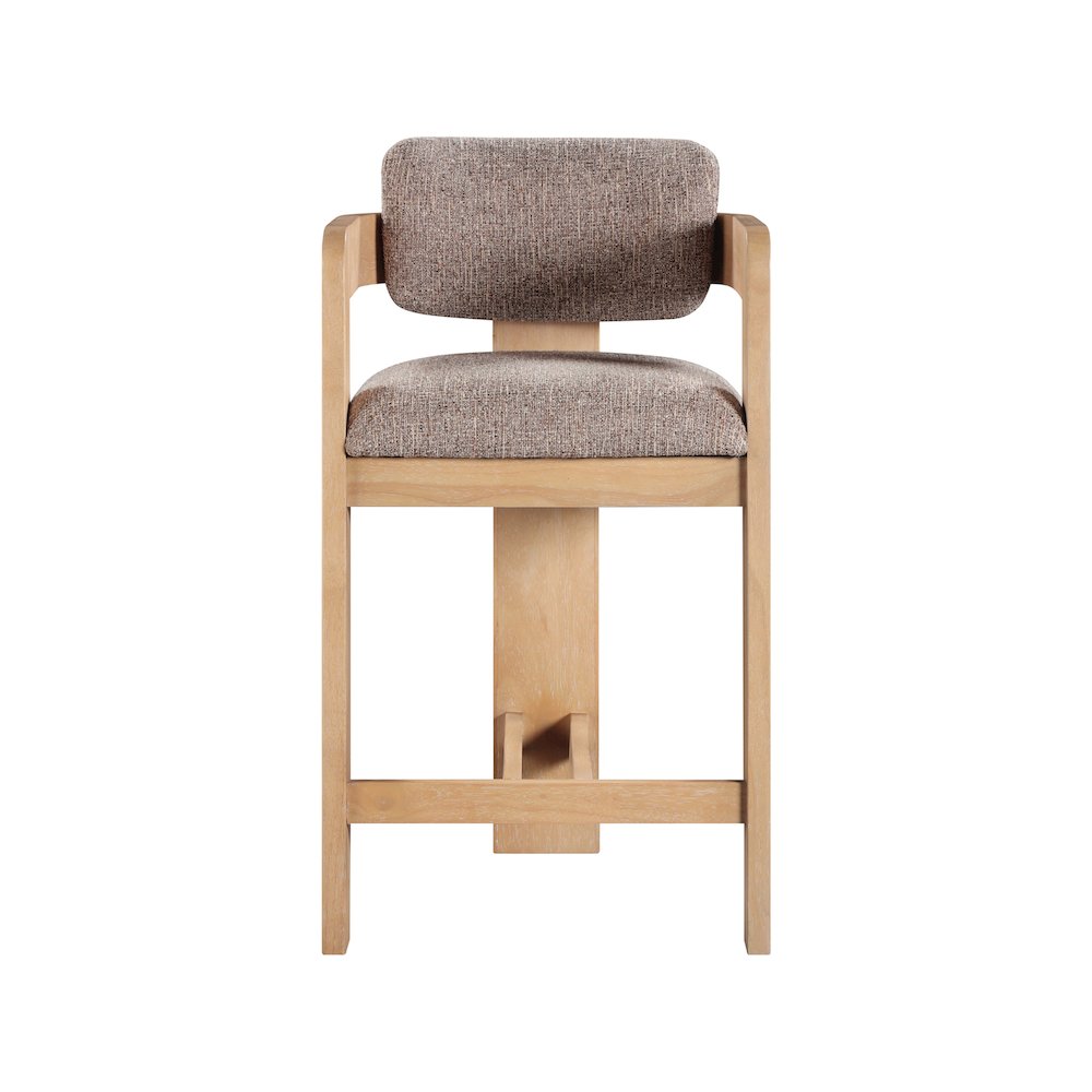 Sacha Brown Linen Textured Fabric Stool