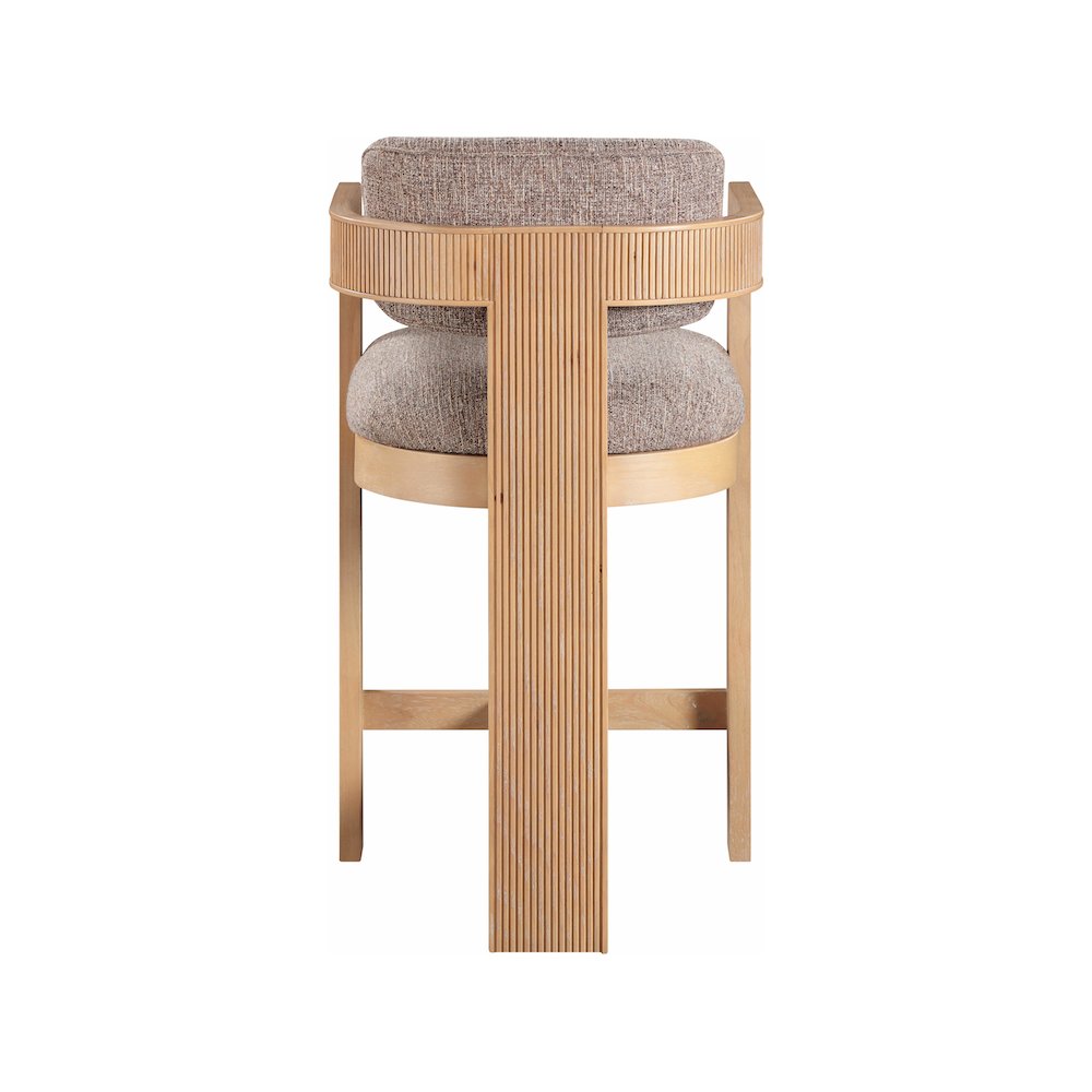 Sacha Brown Linen Textured Fabric Stool