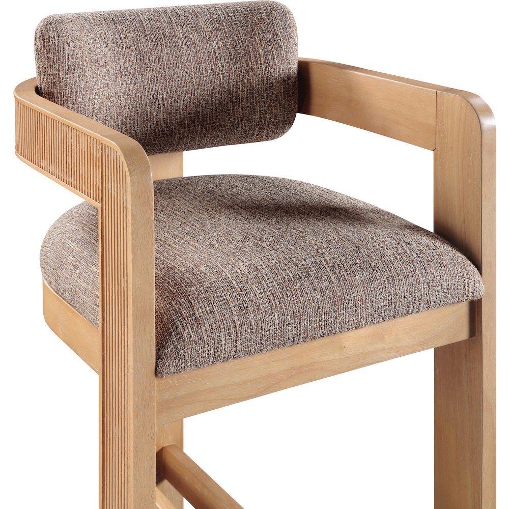 Sacha Brown Linen Textured Fabric Stool