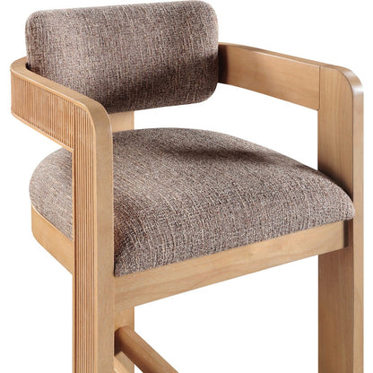 Sacha Brown Linen Textured Fabric Stool