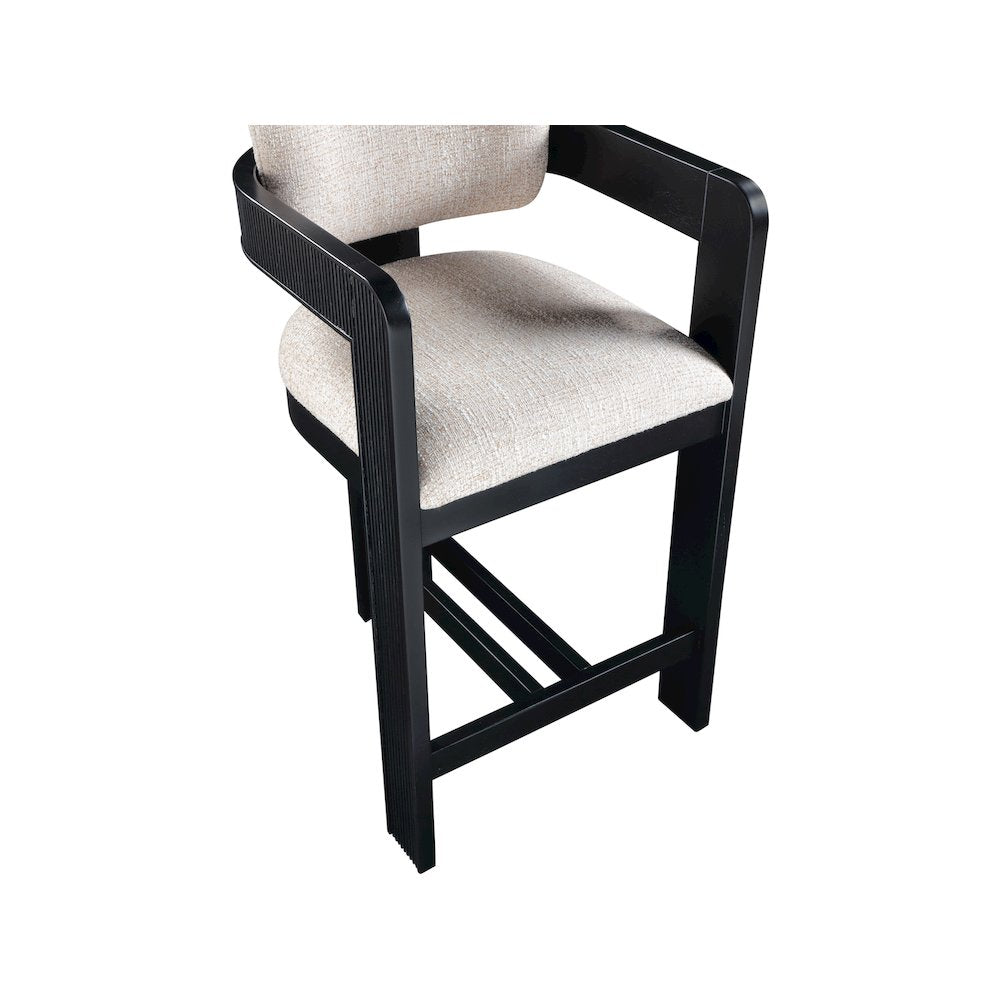 Sacha Beige Linen Textured Fabric Stool