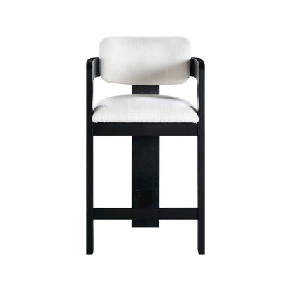 Sacha Cream Linen Textured Fabric Stool