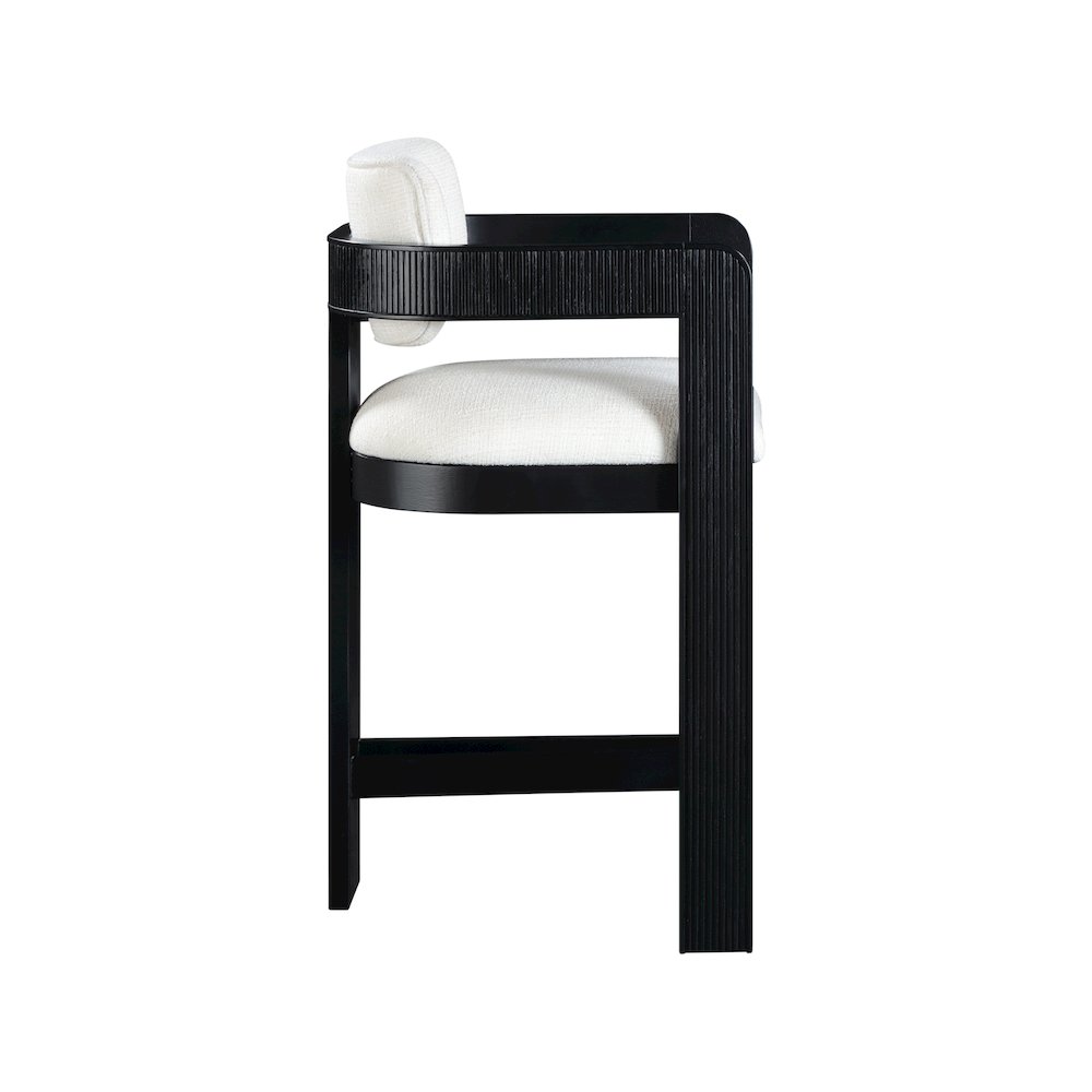 Sacha Cream Linen Textured Fabric Stool