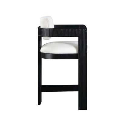 Sacha Cream Linen Textured Fabric Stool