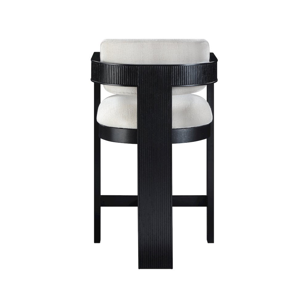 Sacha Cream Linen Textured Fabric Stool
