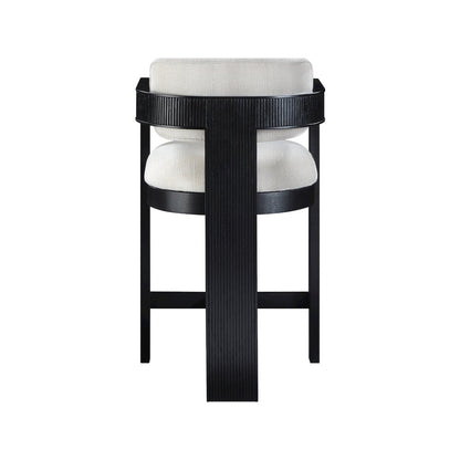 Sacha Cream Linen Textured Fabric Stool