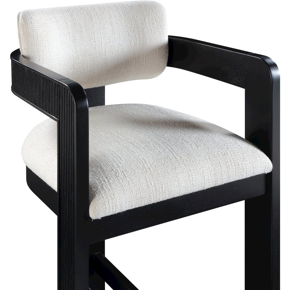 Sacha Cream Linen Textured Fabric Stool