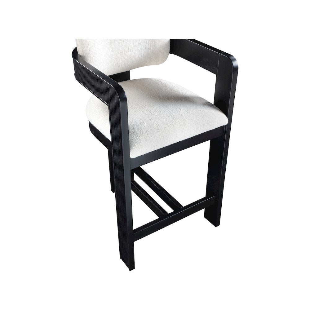Sacha Cream Linen Textured Fabric Stool