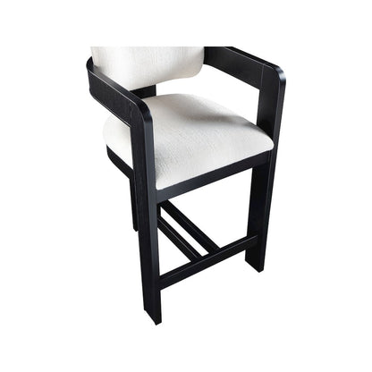 Sacha Cream Linen Textured Fabric Stool