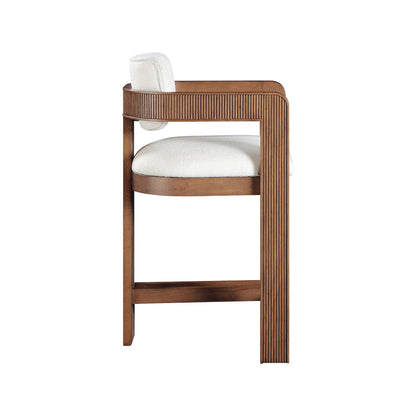Sacha Cream Linen Textured Fabric Stool